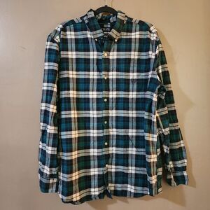 Chaps Mens Shirt Size XXL Green Plaid Long Sleeve Button Down Woven Canvas